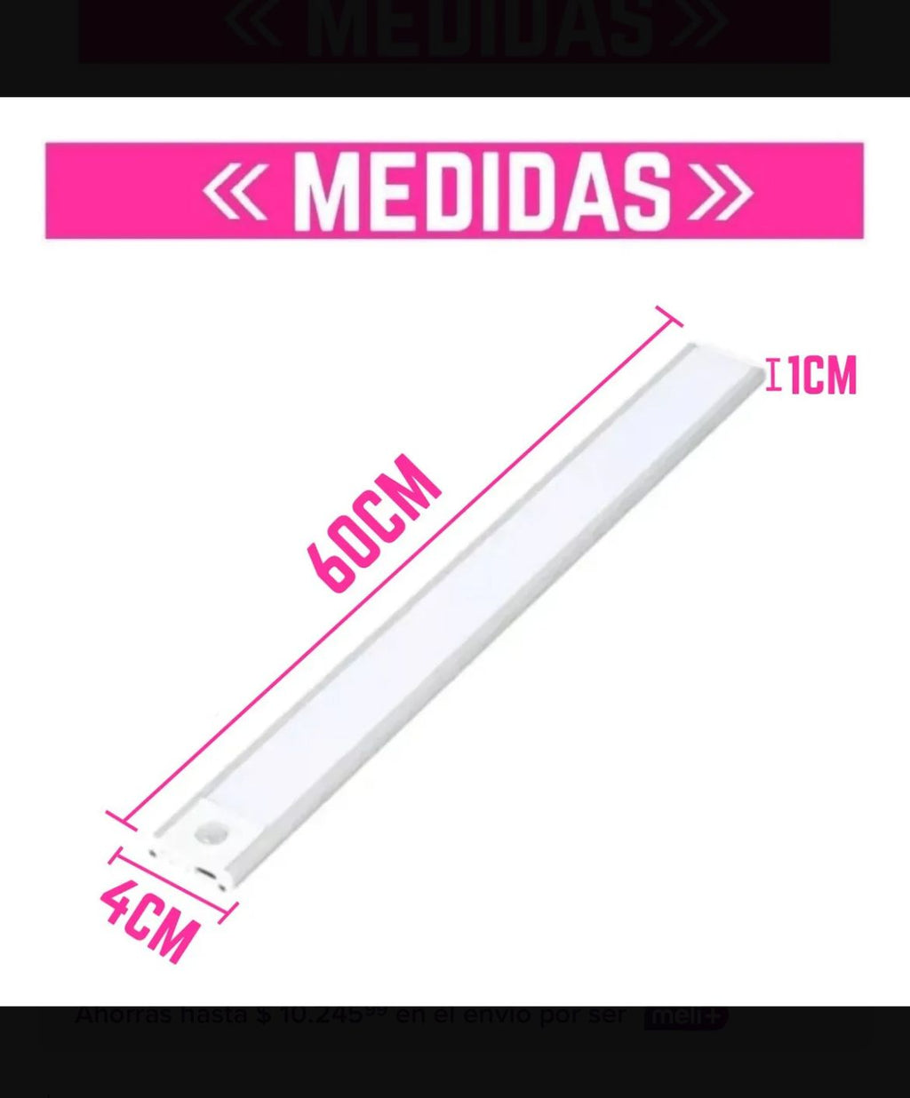 Barra Luz Led 60cm con Sensor de Movimiento , Recargable USB