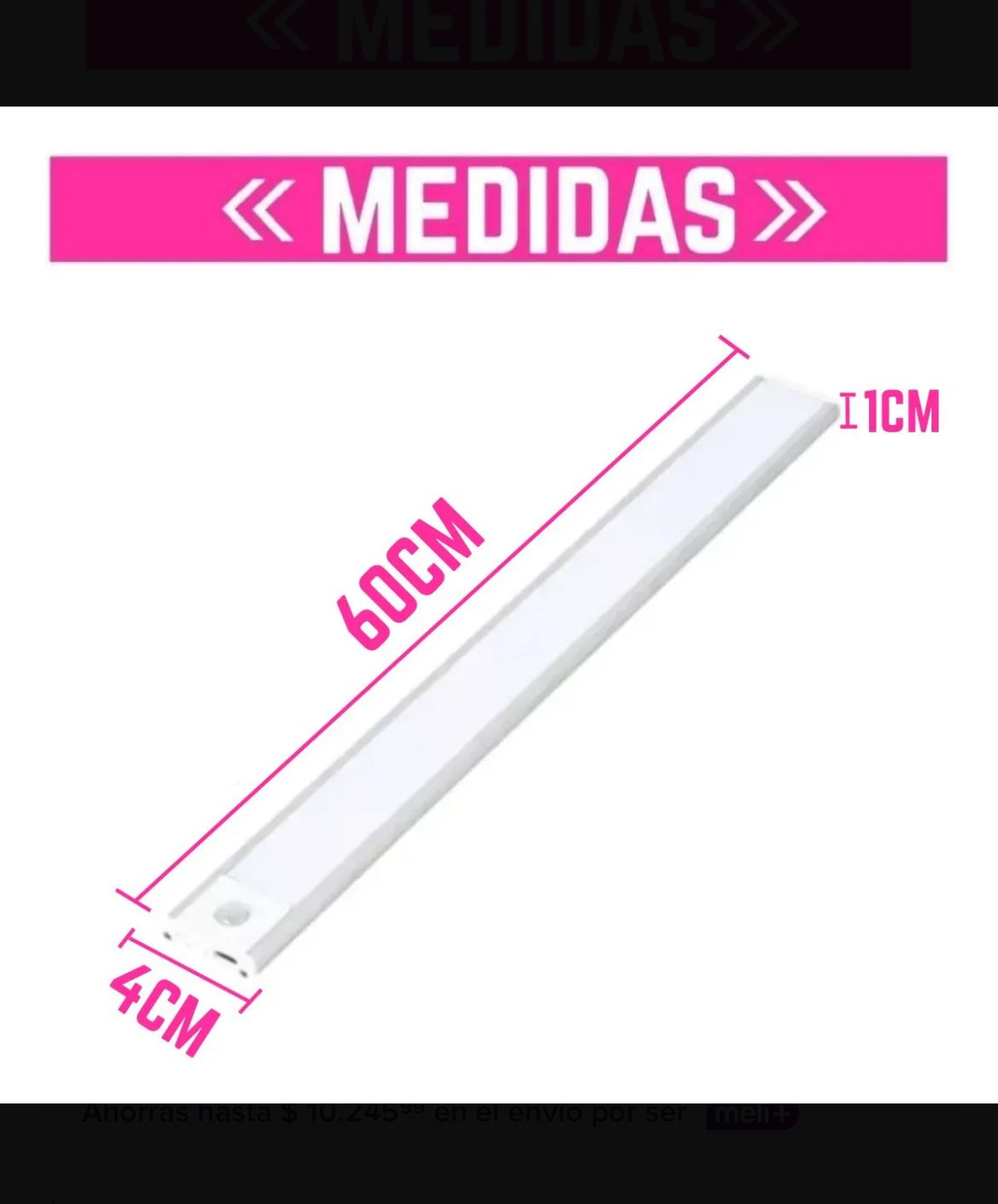 Barra Luz Led 60cm con Sensor de Movimiento , Recargable USB