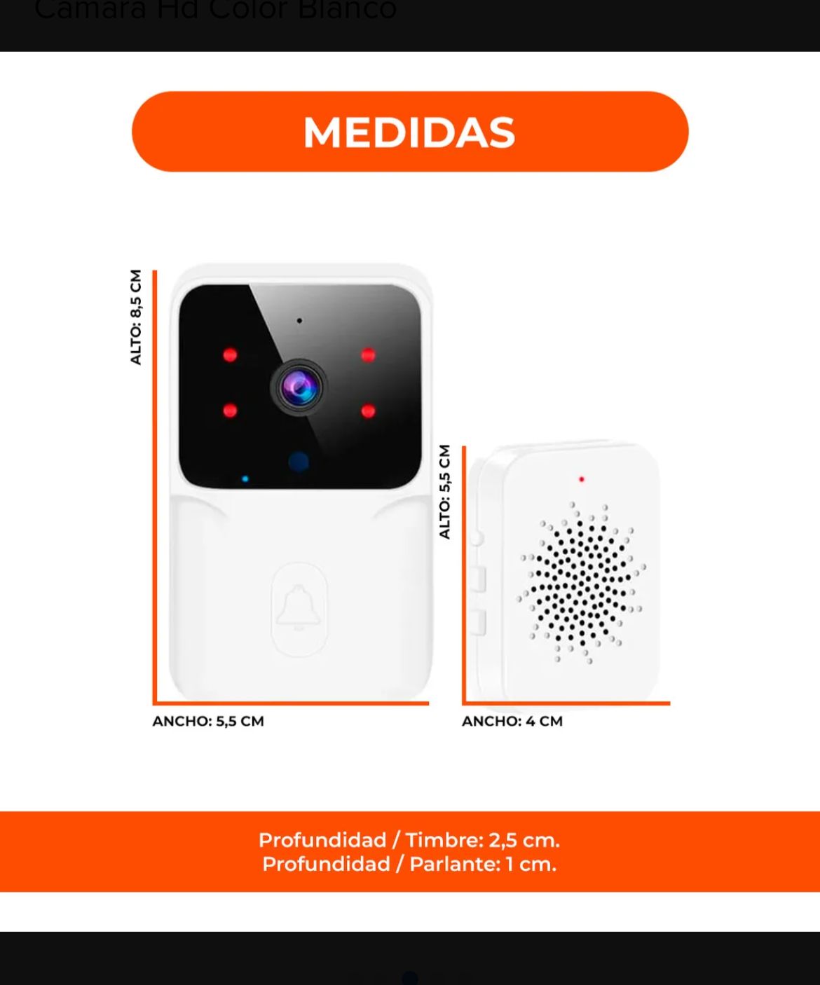 Timbre Smart Portero Inalámbrico con Cámara HD