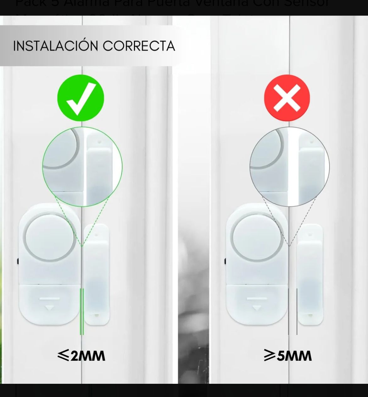 Alarma Pack 5 para Ventana Con Sensor Magnético