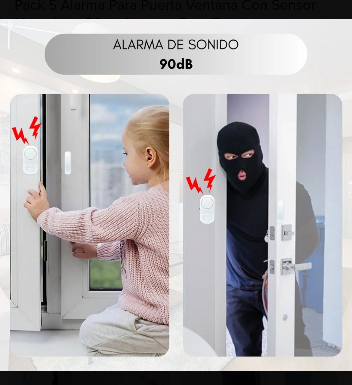 Alarma Pack 5 para Ventana Con Sensor Magnético