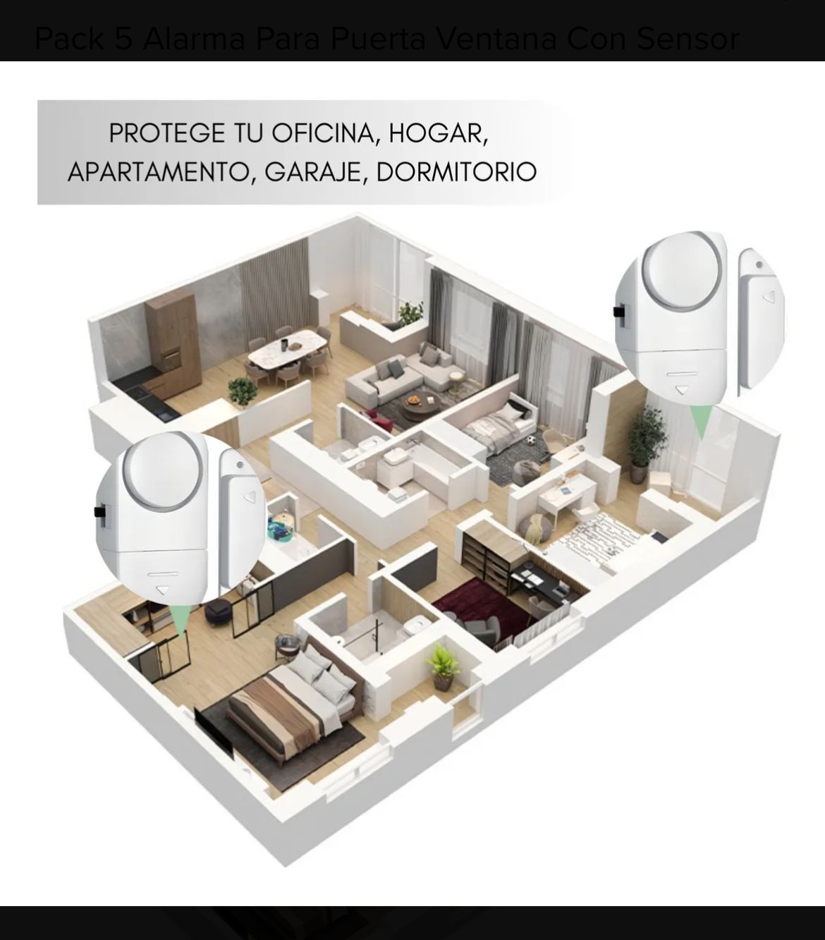 Alarma Pack 5 para Ventana Con Sensor Magnético
