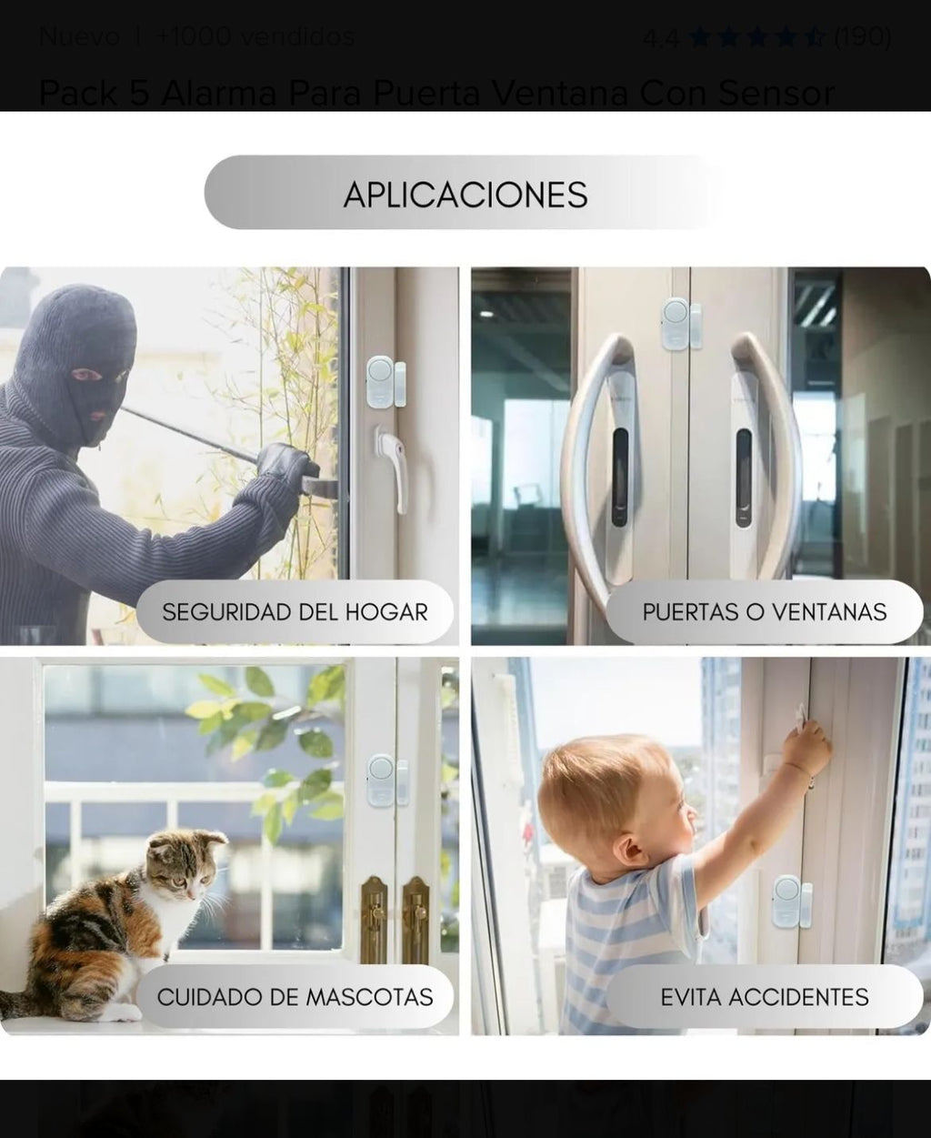Alarma Pack 5 para Ventana Con Sensor Magnético